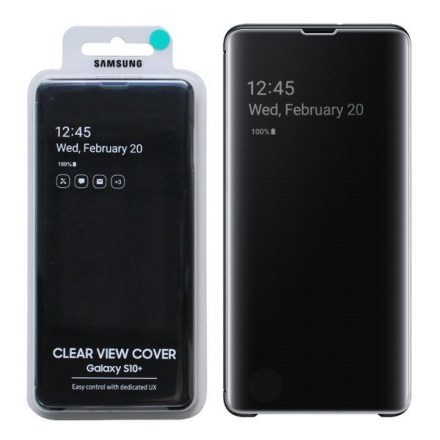 Samsung Galaxy S10+ / S10 Plus Clear View Cover Fekete - EF-ZG975CBEGWW